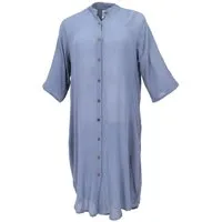 Guru-Shop Midikleid Boho Hemdkleid, lange Viskose Crepe Tunika - blau alternative Bekleidung