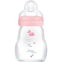 MAM Babyflasche Glasflasche Feel Good Matt, mit Skin Soft Anti-Kolik Silikon Weithals Trinksauger