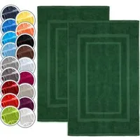NatureMark Badematte 2er-Set Badvorleger 50x80cm, strapazierfähig, Baumwolle, rechteckig, Badematte 2-tlg., Duschmatte Duschvorleger, Premium Qualität, 50x80cm, Dunkel grün