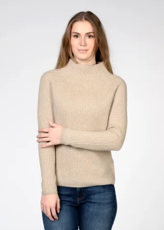 IN LINEA - Pullover, Stehbund, 1/1-Arm 205 taupe mel. - Gr. - 38