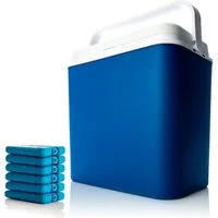 BigDean Outdoor-Flaschenkühler Kühlbox 24 Liter blau + 6 Kühlakkus bis zu 9 Std. Kühlung Kühltasc, 24L Kühlbox, Klassisch, bis zu 14h kühlung, Inklusive Akkus