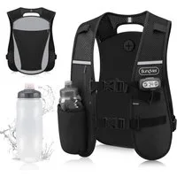 Bundviel Trinkrucksack Laufweste Damen Herren Reflektierende mit 500ml Wasserflasche, 2L Ultraleicht Wasserdicht Atmungsaktiv