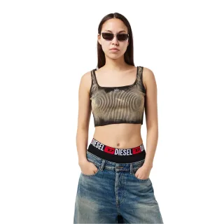 Diesel - Ärmelloses Oberteil für Damen, kurz geschnitten, Schmal (Schwarz/Beige)