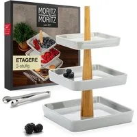 Moritz & Moritz Etagere Obst Etagere, Porzellan, (3 Etagen), Perfekt als Obstschale für Obst Aufbewahrung, Muffins und Cupcakes
