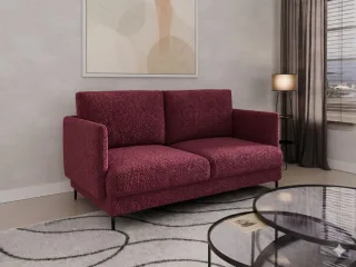 Sofa Designersofa HELMER 2-Sitzer Stoff Baloo Bordeauxrot