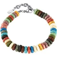 Firetti Armband Schmuck Geschenk Edelstahl Armschmuck Ankerkettengliederung Regenbogen, mit Lavastein