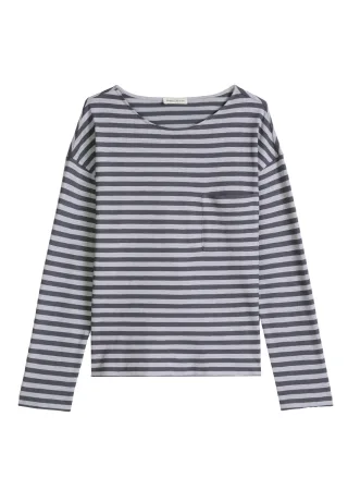 Marc OPolo Casual - Langarmshirt mit Streifenmuster blau/grau - Gr. - S