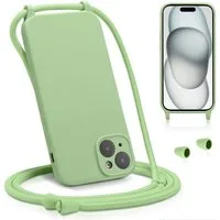 CoolGadget Handyhülle Premium Handyhülle mit verstellbarer Handykette für iPhone 15 Plus, Hülle zum Umhängen Kette inkl. 2x Displayschutzfolie aus Glas
