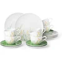 Seltmann Weiden Kaffeeservice Geschirr-Set, 18 Teile, Liberty Meadow Grasses (18-tlg), 6 Personen, Porzellan, Tassen, Untertassen, Teller, Made in Germany, 18 Teile, für 6 Personen