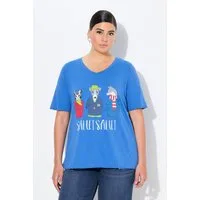 Ulla Popken T-Shirt T-Shirt Tiere A-Linie V-Ausschnitt Halbarm