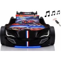 Aileenstore Autobett TURBO GTE (inkl. Zubehör), Kinderbett 90x200, Lattenrost,LED,Unterbodenlicht,Sound,Fernbedienung