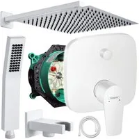 Hansgrohe und Jowi Duscharmatur Talis E Unterputz Duschsystem Weiß Regendusche (Unterputz-Duschsystem, Set) Farbe der Armaturen: Mattweiß, Farbe der Düsen: Schwarz