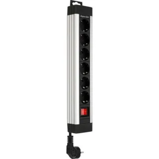 REV Steckdosenleiste 6-fach 2,4m Supraline m. Schalter silber