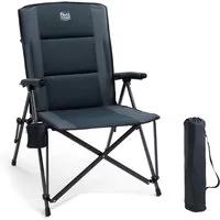 TIMBER RIDGE Campingstuhl Faltbar Breiter Sitz 55cm Leicht Klappstuhl 150kg Belastbar (1 St), 55×48×102cm, schwarz