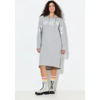 Ulla Popken Midikleid Sweat-Midikleid Schriftzug Kapuze Langarm