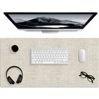 MuchoWow Gaming Mauspad Leinen - Textur - Beige (1-St), Gaming Mauspad XXL, Schreibtischunterlage, Desk Mat Groß, 80x40 cm