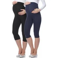 Be Mammy Umstandsleggings Damen 3/4 Capri Umstandhose Schwangerschafts Hosen BE-03 (2-tlg) aus Viskose