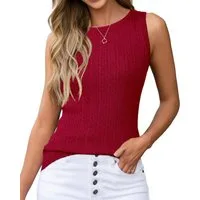 Arach&Cloz Tanktop Damen Pullunder Tanktop, Ärmelloses Stricktop aus leichter Wolle Elegantes Basic Oberteil für Frühling, Sommer, Herbst & Winter