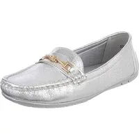 Ital-Design Damen Mokassin Slip-On Loafer mit Zierdetail Slipper (91261043) Flach Mokassins in Silber