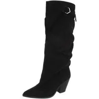 Ital-Design Damen Stiefel Veloursleder-Optik Blockabsatz High Shaft Westernstiefel (92214382) Blockabsatz Stiefel in Schwarz