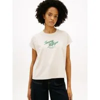 Tommy Hilfiger Kurzarmshirt SEASONAL SCRIPT CAP SLV TEE mit Raglanärmeln, Relaxed Fit