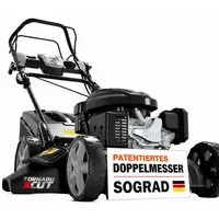 Onbest Benzinrasenmäher mit Antrieb, 5in1, 60 Liter Fangkorb, 51 cm Schnittbreite, 6,5 PS, Mulchkit, Sograd-Lüfterrad