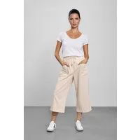 Feuervogl Jogger Pants fv-Mar:tha, Wide Leg, Cropped, Rubber Waistband, Cotton-Linen-Mix Elastikbund mit Kordelzug
