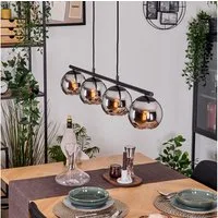 hofstein Pendelleuchte Hängelampe aus Metall/Glas in Schwarz/Chrom-/Rauchfarben/Klar, Hängeleuchte im modernen Retro/Vintage-Design (15 cm), 4 x E14