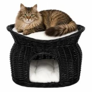 Lionto Weidenkorb für Katze schwarz