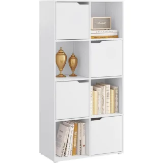 Woltu Bücherregal, Weiß, Holzwerkstoff, 6 Fächer, Rechteckig, 60x120x30 cm, Wohnzimmer, Regale, Bücherregale