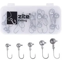 Zite Jighaken Sortiment Light 24 Stück in Box - 3,5-14g - Jigheads für Gummifische