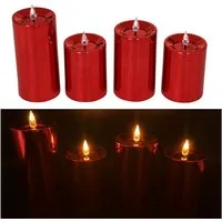 Online-Fuchs LED-Kerze 4 LED Kerzen mit 6-Stunden Timer und Hochglanz Oberfläche (in den Farben Silber, Rot, Rosé, Blau und Grün, realistische Flamme aus Acrylglas), Outdoor geeignet - Deko für Herbst, Winter und Weihnachten