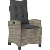vidaXL Gartensessel, Outdoor Sessel Verstellbar mit Kissen Grau Poly Rattan