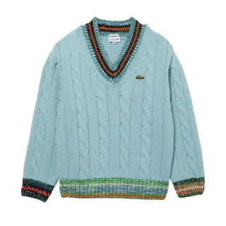 Lacoste - Sweatshirt für Herren, V-Ausschnitt, Mit Zopfmuster (Türkis)