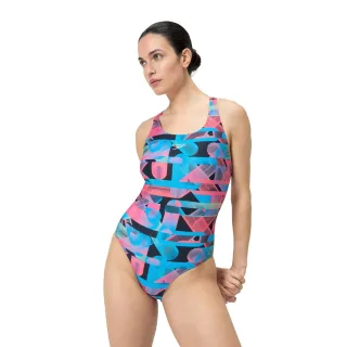 Speedo - Badeanzug für Damen, Racerback (Sirene Rot/Blau)
