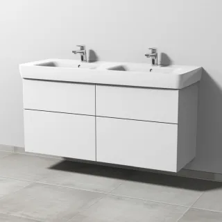 Sanipa 3way Waschtischunterbau zu Geberit Renova Plan Waschtisch mit 4 Auszügen, Weiß-Soft SM88243