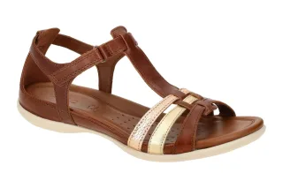 Ecco Damen Sandalette 240873 Braun/Gold/Bronze T-Steg Metallic-Leder Comfort-...