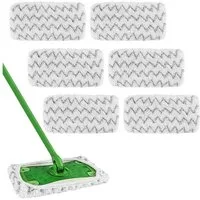 MOPUEA Wischmopp 6 Pack Wiederverwendbarer Wischbezug Mikrofaser passend für Swiffer, (Boden-Nachfüllungen für Hartholz, Fliesen, Laminat, 6-St., super saugfähig und einfach zu befestigen), waschbare Ersatz-Pads für Dampfreiniger