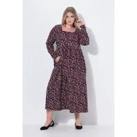 Ulla Popken Maxikleid Maxikleid A-Linie Carré-Ausschnitt Langarm