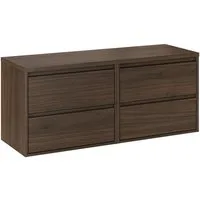 Lomadox Waschbeckenschrank VERZUOLO-56-WALNUT 120 cm breit in Walnuss, wandhängend, grifflos