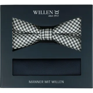 Willen - Schleife und Einstecktuch,Schleife blau,Schleife Hochzeit,Schleife Anzug,Schleife Hemd marine - Gr. - OS