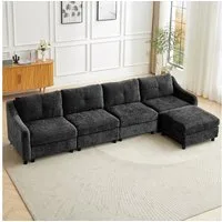 Jiexi Wohnlandschaft Ecksofa Mit Schlaffunktion Kordsofa, L oder U Form Couch