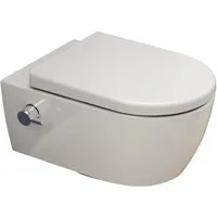 SSWW Dusch-WC Taharet WC mit Armatur & abnehmbaren Softclose WC-Sitz, wandhängend, Abgang waagerecht, WC-Set, Dusch-Wand-WC inkl. abnehmbare Softclose WC-Sitz