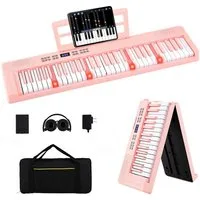 COSTWAY Home-Keyboard (1-St), 61-Tasten Klavierkeyboard, Digitalpiano mit Tragetasche, faltbar