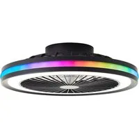 Brilliant LED Deckenleuchte Palmero, CCT - über Fernbedienung, Dimmfunktion, Nachtlichtfunktion, RGB, Timerfunktion, Ventilatorfunktion, LED fest integriert, warmweiß - kaltweiß, mit Ventilator, Ø 47 cm, IC-RGB, 5000 lm, dimmbar, 2700-6500 K