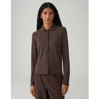OPUS Longsleeve SOSEA mit femininen Details Schmale Passform, figurbetonter Schnitt, Langarm, Umlegekragen