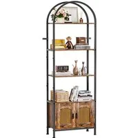 Yorbay Bücherregal 5 Ebenen, Standregal mit Schrank, Bogenförmiges Aufbewahrungsregal, 60x28x177cm, für Wohnzimmer, Schlafzimmer, Arbeitszimmer & Bad