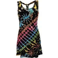 Guru-Shop Midikleid Unikat Batik Minikleid, Boho Tank-Kleid - schwarz alternative Bekleidung