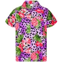 King Kameha Hawaiihemd Leopard Flowers Funky Hawaii-Hemd Herren Kurzarm Front-Tasche Unisex