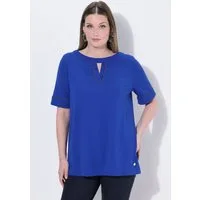 Ulla Popken T-Shirt Punto-Shirt A-Linie Zierband U-Boot-Ausschnitt